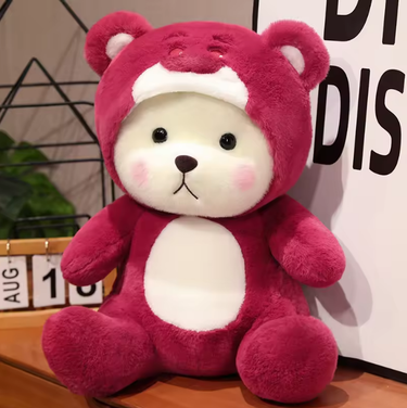 12* Inches Premium 2in1 Hoodie Bear Stuff Toy - Burgundy